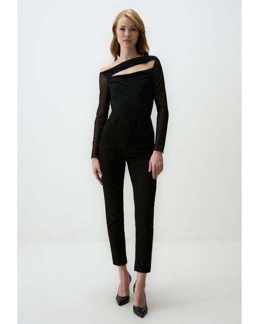 Jimmy Key Black Blusentop Schwarz Asymmetrisch Schulterfrei Oberteil