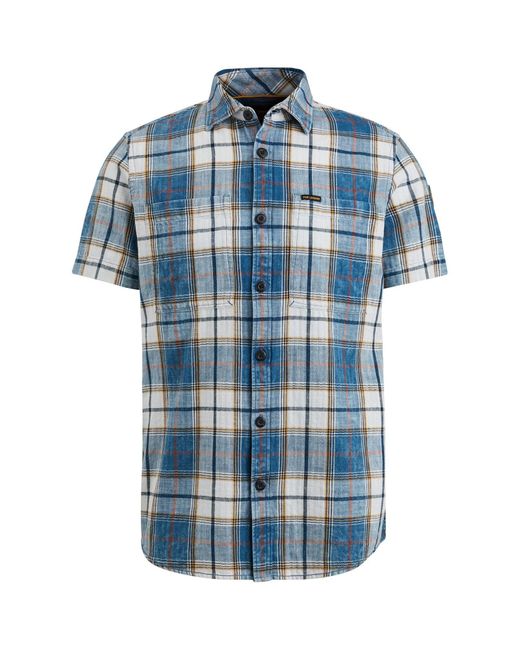 PME LEGEND Langarmhemd Short Sleeve Shirt Indigo Yarndyed in Blue für Herren