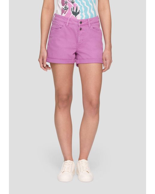 QS White Shorts Jeans-Short Abby / Mid Rise / Slim Leg / Ziertaschen