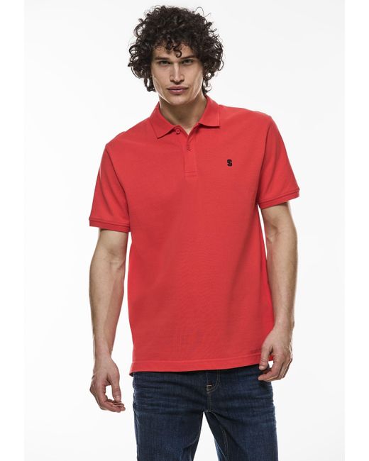 Street One Men Poloshirt in Unifarbe in Red für Herren
