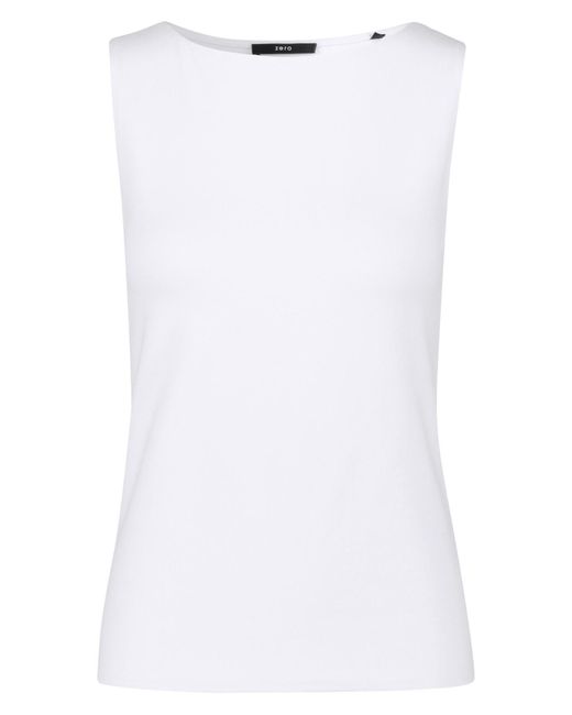 Zero White T-Shirt mit U-Boot Ausschnitt (1-tlg) Plain/ohne Details