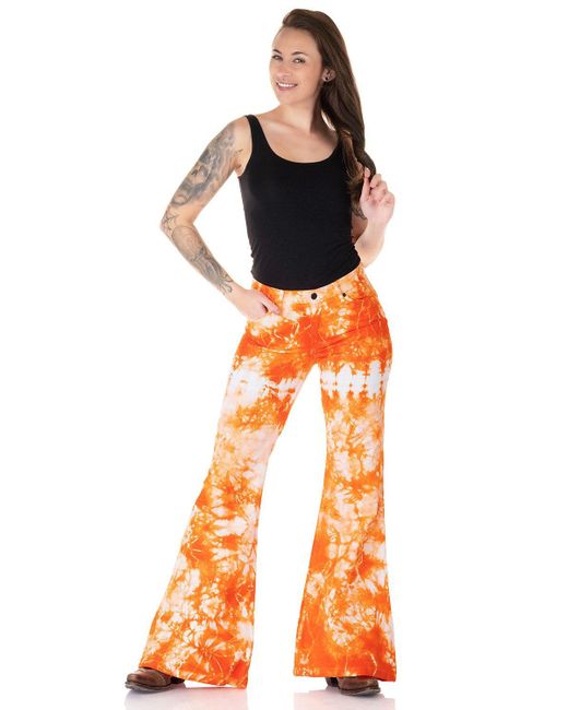 Comycom Schlaghose Batik orange weiss