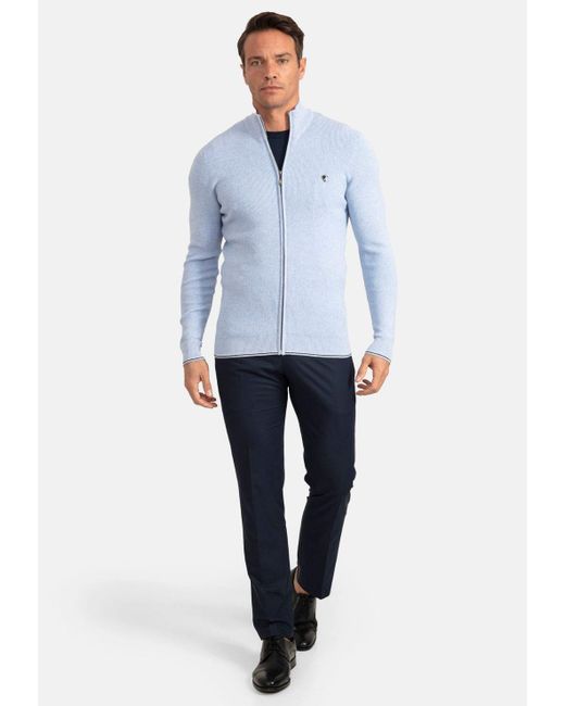 Jacey Quinn Textured Full Zip Cardigan in Blue für Herren