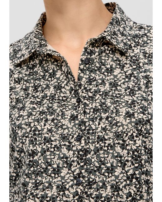 S.oliver Gray Langarmshirt Bluse aus Baumwollstretch