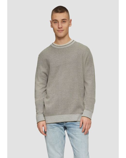 QS Strickpullover in Melange-Optik in Gray für Herren