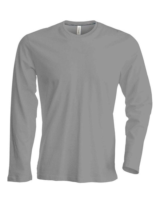 Kariban Rundhalsshirt Langarmshirt Longsleeve Long Sleeve T-Shirt Baumwolle in Gray für Herren