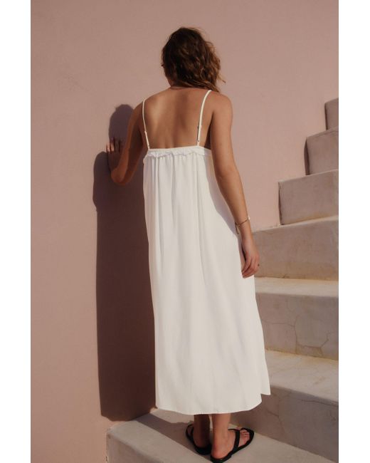 Next White Midikleid mit Rüschenkleid (1-tlg)