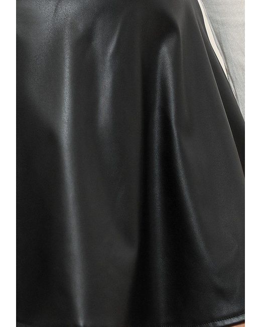 CUPSHE Black A-Linien-Rock Lederröcke aus Kunstleder Hochgezogene Taille