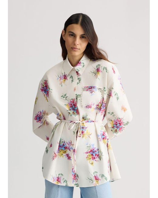 Liu Jo White Longbluse – Feminine Langarmbluse mit Bindegürtel