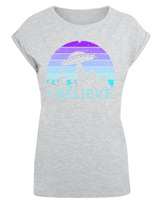 F4NT4STIC White Shirt I BELIEVE UFO Alien Raumschiff Retro Premium Qualität