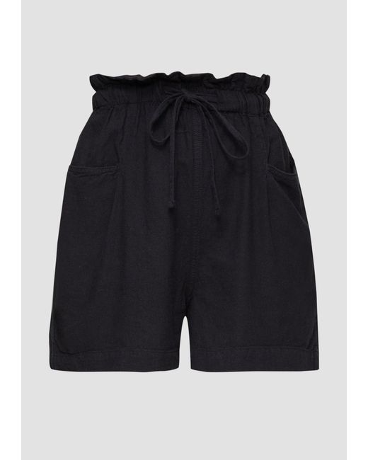 QS Black Shorts Hose aus Leinenmix mit elastischem Bund und Tunnelzug Gummizug