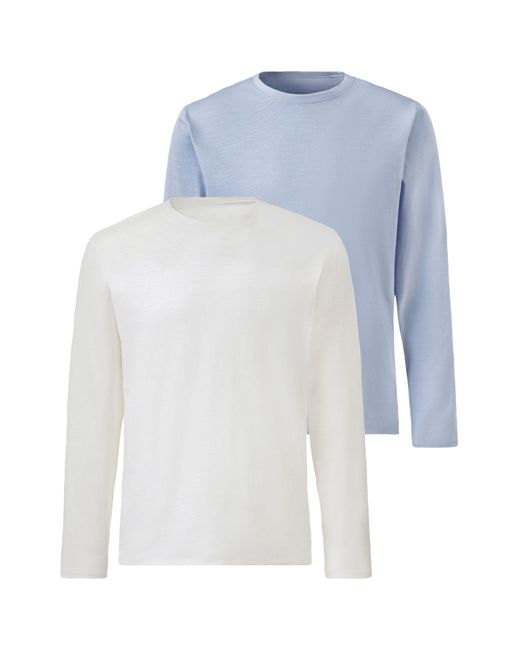 John Devin Langarmshirt (Packung, 2-tlg., 2er-Pack) in hochwertiger slub-yarn Qualität in Blue für Herren