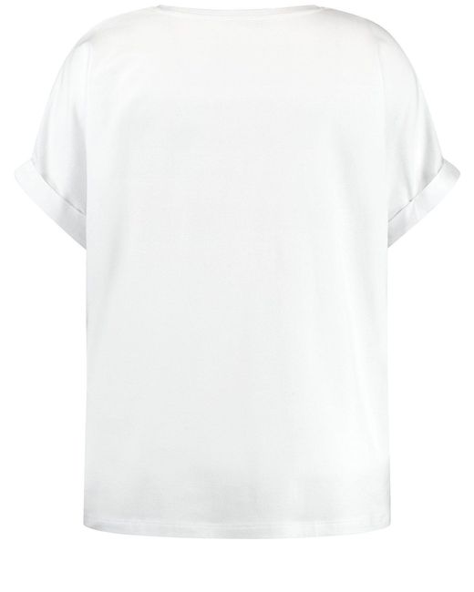 Samoon Green Kurzarmshirt T-Shirt mit Frontprint und Pailletten-Dekor