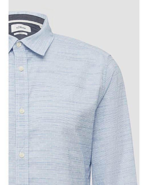 S.oliver Langarmhemd Slim Fit: Strukturiertes Hemd mit Kentkragen Waschung in Blue für Herren