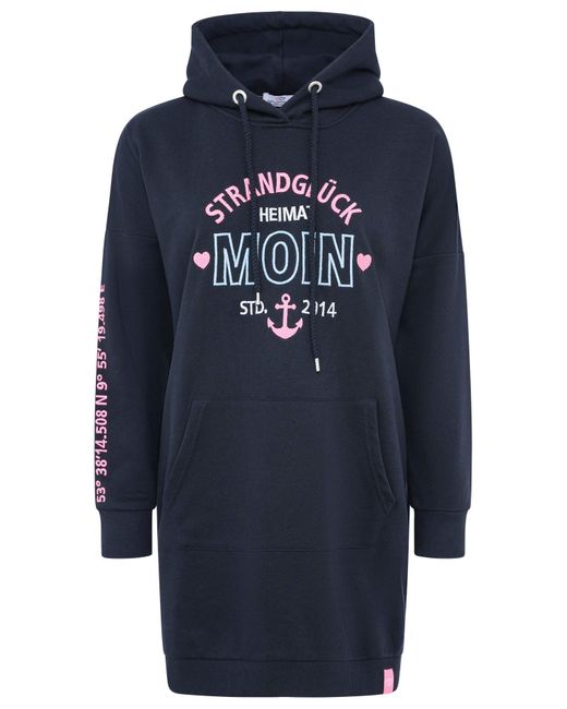Zwillingsherz Blue Sweatkleid "Strandglück" mit Stickerei vorne und am Arm