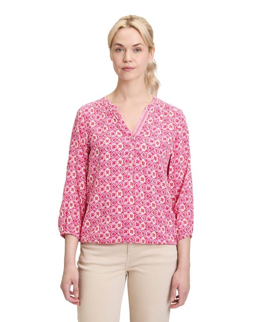 Cartoon Pink Schlupfbluse Casual-Bluse mit Muster