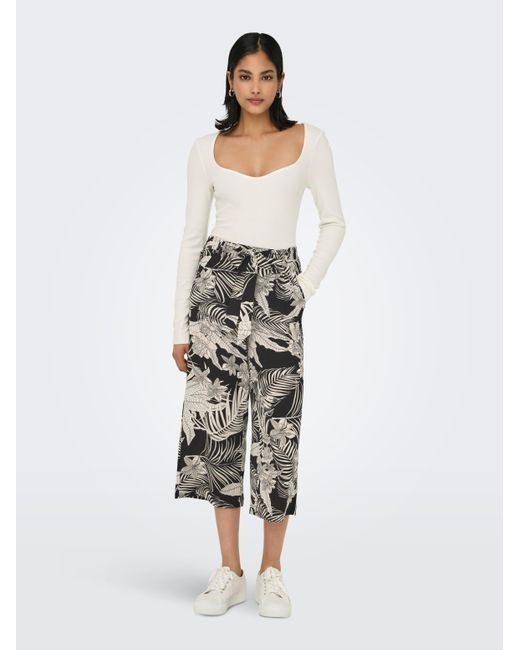 ONLY Gray Palazzohose ONLWINNER PALAZZO CULOTTE PANT NOOS PTM in uni oder gestreiftem Design