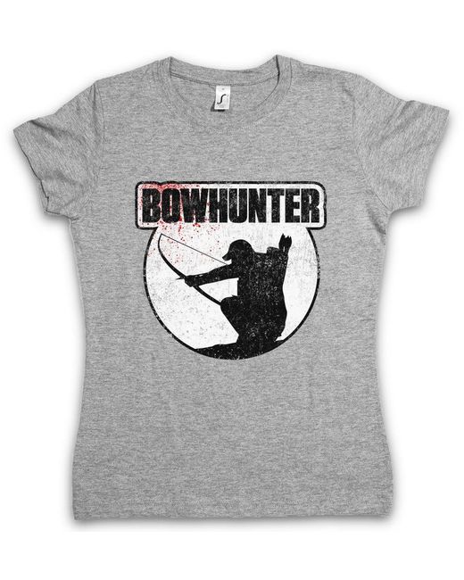 Urban Backwoods Gray Print- Bowhunter T-Shirt Bogen Pfeil Hirsch Reh Jagd Jäger Bär Geweih