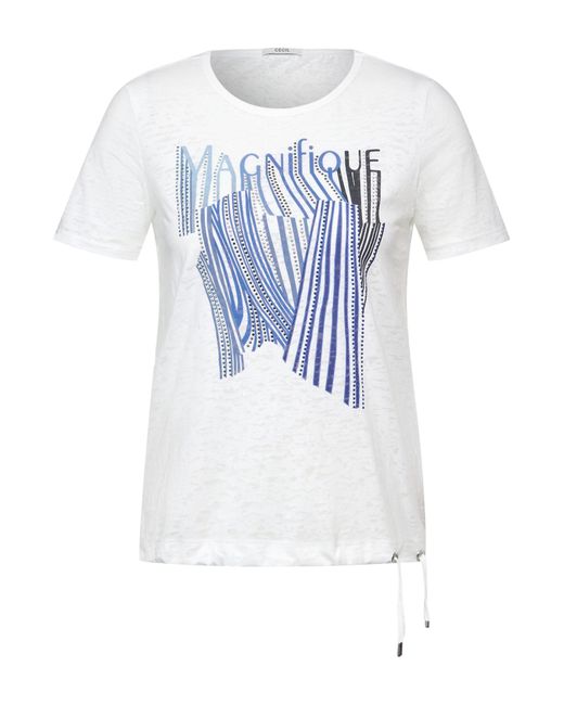 Cecil Blue Kurzarmshirt Burnout With FP T-shirt