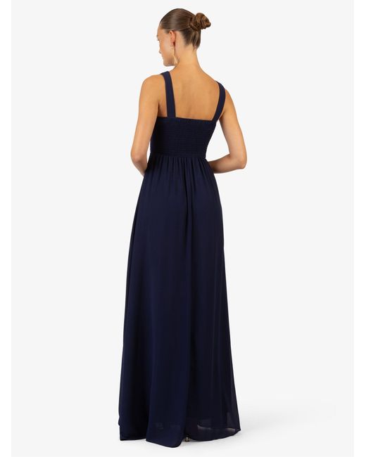 Kraimod Blue Abendkleid mit V-ausschnitt vorne und Rückenausschnitt hinten