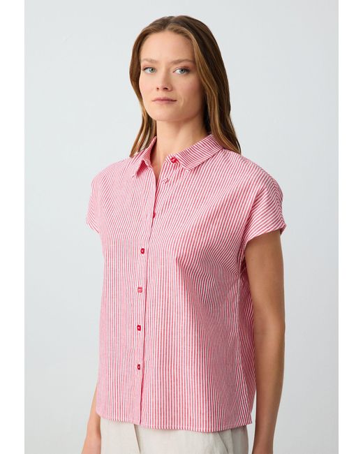 Jimmy Key Pink Shirtbluse Losvallend met kraag en geweven rood overhemd