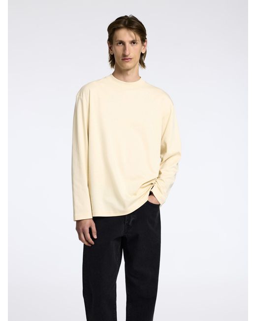 SELECTED T-Shirt SLHRELAX-DANI LS INTERLOCK TEE EX in Natural für Herren