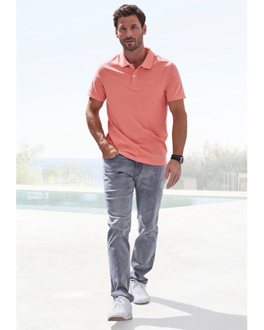 John Devin Poloshirt mit dezenter- hochwertiger Logostickerei in Pink für Herren