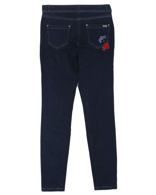 Basler Blue Slim-fit- Julienne Hose Jeans Blumenstrickmuster, Skinny, Gr.38