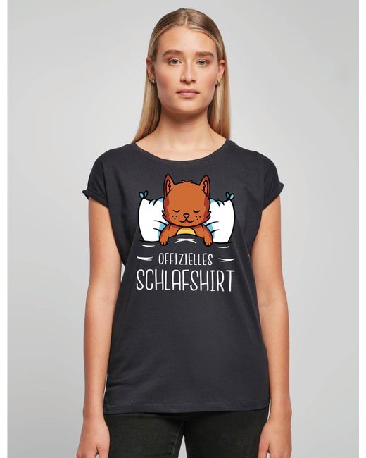 Youth Designz Blue Print- "Katze Schlafshirt" T-Shirt Statement Geschenk Motiv mit stylischen lustigen Frontprint für Frauen