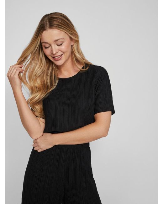 Vila Black Langarmbluse VIPLISA O-NECK /S TOP