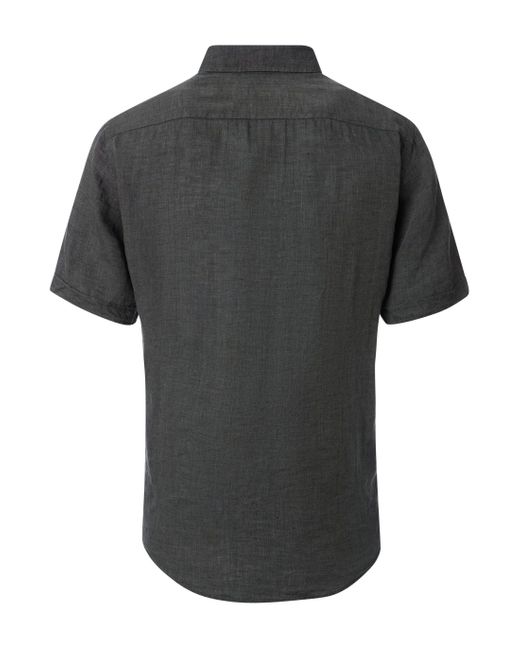 CASA MODA Leinenhemd uni in Black für Herren
