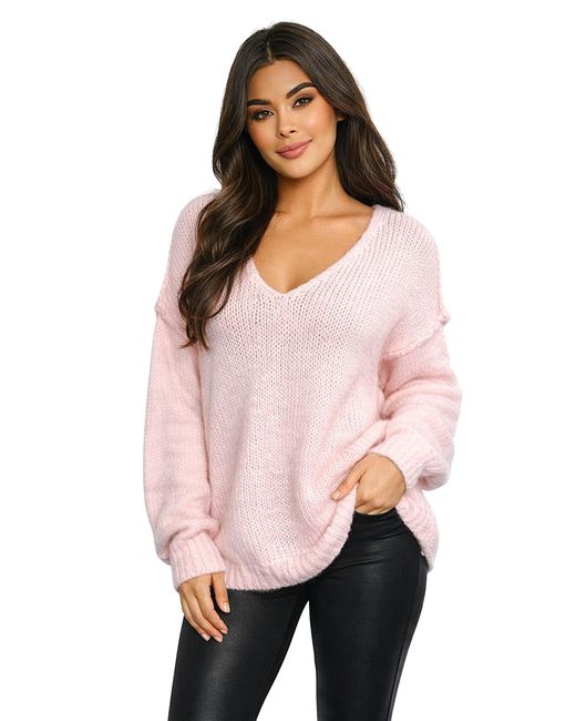 Worldclassca Pink Longpullover Oversize Strickpulllover)