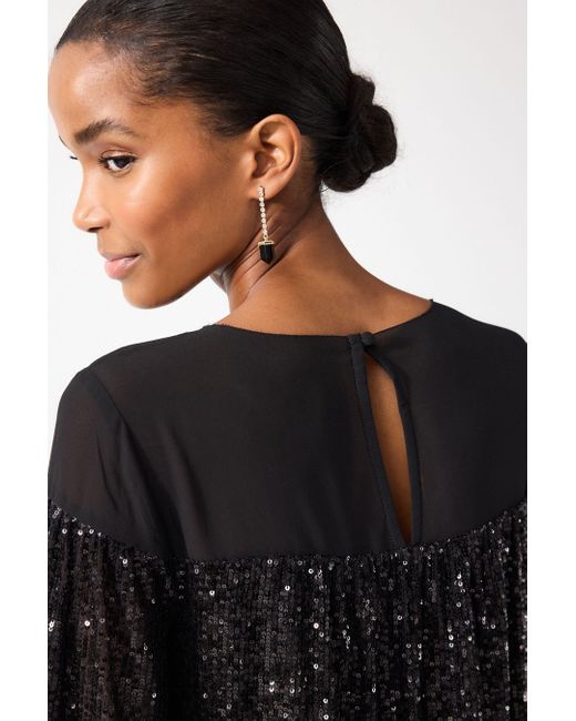 Next Black Paillettenshirt Langärmeliges Party-Top mit Pailletten (1-tlg)