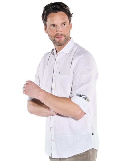 Engbers Langarmhemd Langarm-Hemd aus Leinen in White für Herren