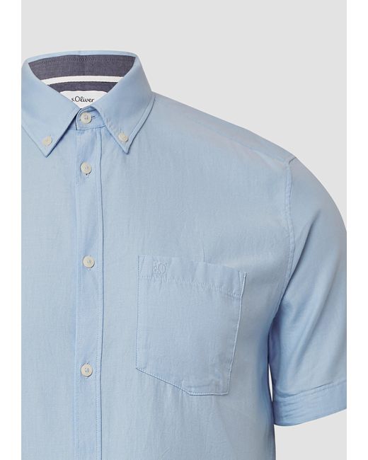 S.oliver Kurzarmhemd Regular Fit: Kurzärmeliges Twillhemd mit Button-Down-Kragen in Blue für Herren