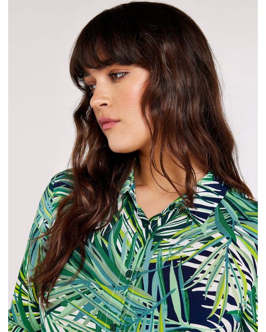 Apricot Green Minikleid Layer Tropical Hi-Lo Shirt Dress, asymmetrischem Saum, mit tollem Druck