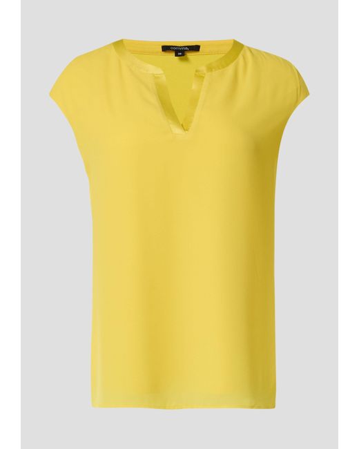 Comma, Yellow Kurzarmshirt T-Shirt mit Tunikaausschnitt