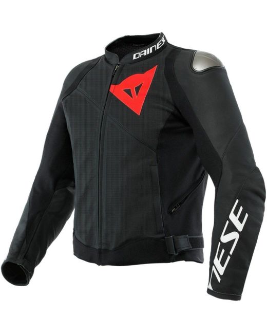 DAINESE Motorradjacke Sportiva Perforierte Motorrad Lederjacke Perforiert in Black für Herren