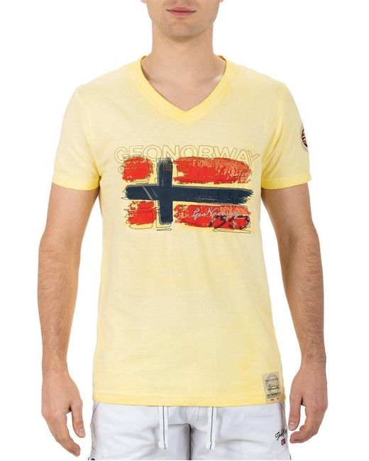 Geo Norway T- Casual Kurzarm Shirt bajoasis Men (1-tlg) im Used Look in Yellow für Herren