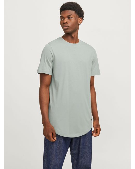 Jack & Jones Rundhalsshirt JJENOA TEE SS CREW NECK NOOS mit abgerundetem Saum in White für Herren
