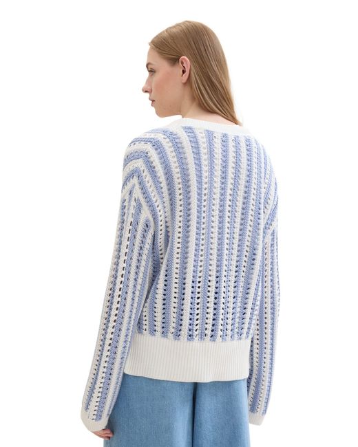 Tom Tailor White Strickpullover open structure cardigan