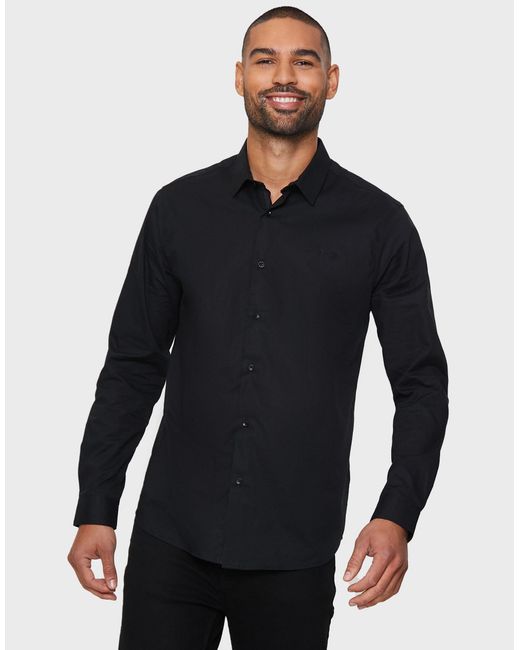 Threadbare Langarmhemd THB LUXE Olly (1-tlg) im klassischen Design in Black für Herren