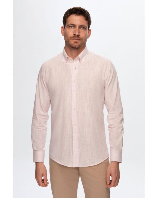 D'S Damat D'S Leinenhemd Slim Fit-Hemd in Leinenoptik von Ds Damat in Pink für Herren