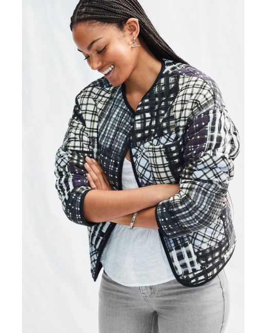 Next Gray Steppjacke aus 100 % Baumwolle mit Druckknöpfen (1-St)
