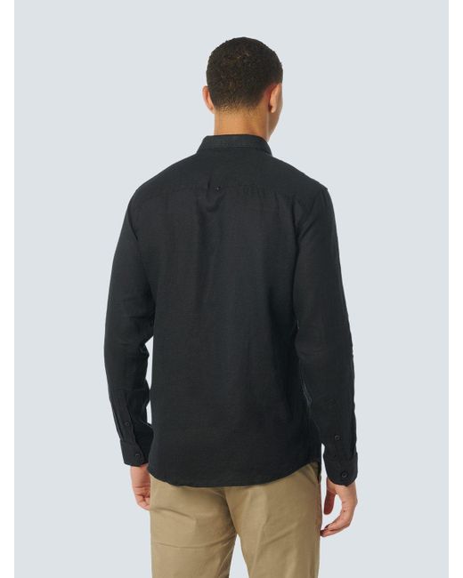No Excess Langarmhemd aus Leinen in Black für Herren