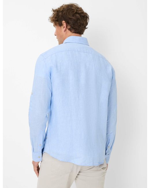 Brax Leinenhemd Style DIRK in Blue für Herren