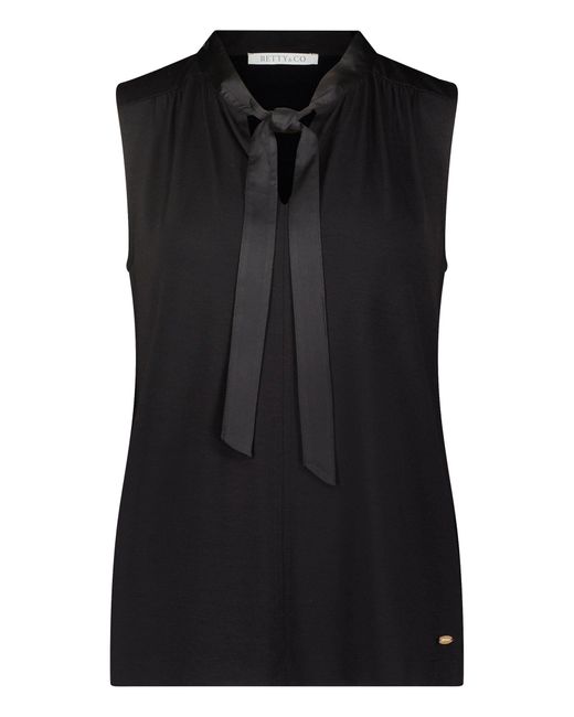 BETTY&CO Black T-Shirt ohne Arm (1-tlg) Materialmix