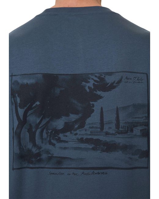 Marc O' Polo Shirt Mit großem Rückenprint, leichte Single-Jersey-Qualität in Blue für Herren