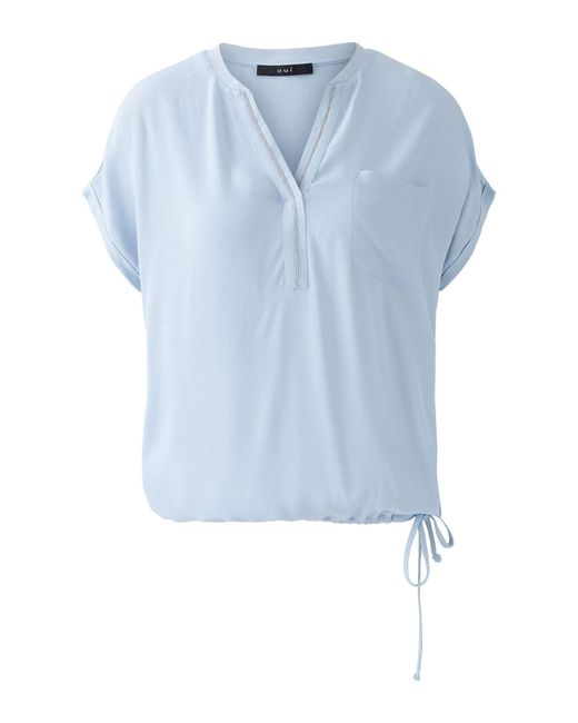 Ouí Blue Blusentop Blusenshirt Viskosepatch