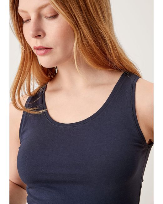 S.oliver Blue Shirttop Basic Top aus Jersey